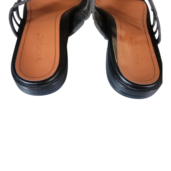 Vionic Alvana Black Women's Leather Geometic Cutout Thong  Sandals Sz 8 - Picture 3 of 9